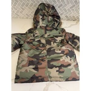 Polo Ralph Lauren Down Puffer Jacket Boys Sz 2T Green Camo Fur Lined Hood